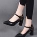French-style Pointed-toe Leather Paired With Skirts Cheongsams, High-heeled Shoes, 2024 Spring And Autumn New Model,_vogvips.com