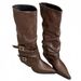 Women's Pointed Toe Buckle Pleated Slouch Boots Punk Style Mid Heel High Top Pants Boots Spring Autumn Hot Girl Riding Boots_vogvips.com
