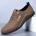 Suitable For All Seasons 2024 Summer Leather Men's Soft Sole Business Casual Shoes Flat British Style Slip-On Loafers_vogvips.com