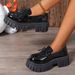 New Shoes Women's Smooth Uniform Lace-up Platform Leather Shoes_vogvips.com