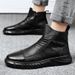 European Warm Series Waist Martin Boots Men Soft Zipper Casual Outdoor Work Trendy Korean Style British High Top Leather Shoes Black_vogvips.com