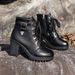 2025 Autumn Winter New Round Toe Lace-up Martin For Women British Style Belt Buckle Side Zipper High Heel Ankle Boots_vogvips.com