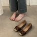 Spring Round Head Flat Bottom Mary Jane Single Shoes Simple Soft Leather One-word Buckle With Versatile Women's Shoes_vogvips.com