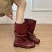 Western Style Women's 2025 New Autumn Versatile Pleated Long Lace-up Square Toe Riding Boots_vogvips.com