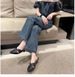 Heli Shark New Summer Fashion Solid Color Pointed Toe Half Slippers Casual Outdoor Thick Women's Shoes Hollow Low Heel_vogvips.com