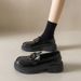 Glossy Small Leather Shoes Women's Tide Platform Heightening Lace-up Retro College British Style_vogvips.com