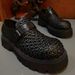 High-End Commuter Thick-Soled Trendy Hand-Woven Slip-On Hollow Breathable Business Casual Height-Increasing Leather_vogvips.com