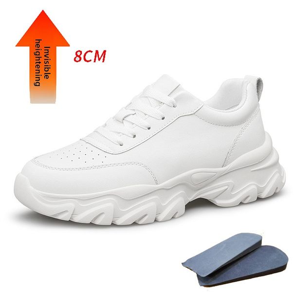 Men's Shoes Inner Height Increase Sports Casual Shoes Low-top Cowhide Surface Thick-soled Running Sports Small White Board Shoes_vogvips.com