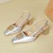 Women's Peep Sandals 2025 New Summer Mid Backless Single Shoes Silver French Style Chunky Heel Square Toe High Heels_vogvips.com
