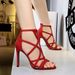 Style Stiletto Roman 83121-1 Ultra Heel Suede Hollow Sexy Nightclub Sandals Summer High Heels_vogvips.com