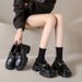 High Quality Thick Sole Chunky Heel Student Leather For Women 2023 Autumn New Versatile French Style Loafers Slip-On Single Shoes Ins_vogvips.com