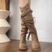 Cowhide Version~ Wasteland Style Tassel Knight Thick Heel Over-the-Knee Long Slimming Mid-Calf Boots For Women_vogvips.com