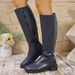 plus Size High Top Women's Side Zipper Slimming Boots Autumn British Style Over-the-Knee Cowgirl Shoes Size 43 Black PU Suede_vogvips.com