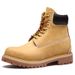 Men's Genuine Leather Work Boots - Classic High-Top Martin Boots With Round Toe, Chunky Heel & Lace-Up Design For Casual & Outdoor Wear_vogvips.com