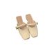 Summer New Korean Style Hollow Out Closed-Toe Half Women, Internet Celebrity Versatile Fashion Gold Buckle Casual Flat_vogvips.com