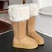 Women's Mid-Calf Snow Boots Fall/Winter New Thick Sole Suede Warm Stylish Versatile_vogvips.com