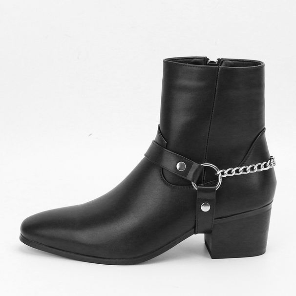 Men's Fashion Boots High Heel Chain Fashion Temperament_vogvips.com