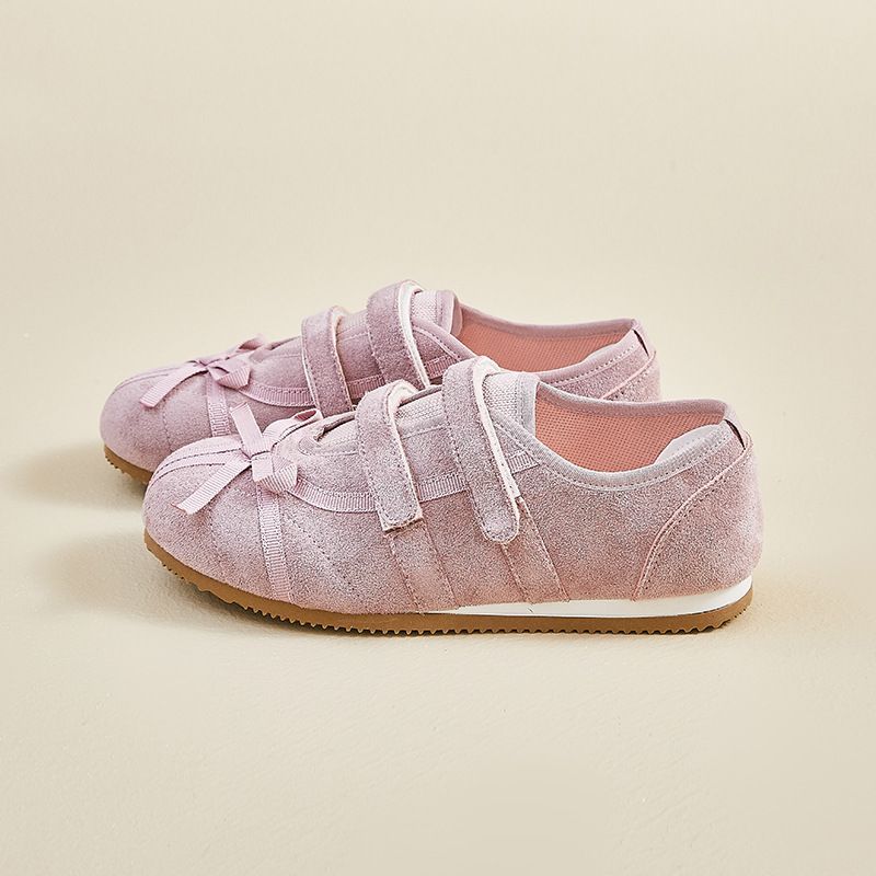 Velcro Little White Shoes Schoolgirl Breathable Flat Baseplate Shoes Casual Street Shoes_vogvips.com