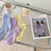 Women's & Men's Cotton Mid-Crew Socks With Soft Breathable Fabric, Solid Color & Starry Dot Design, Double Needle Stitching For All Seasons_vogvips.com