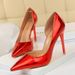Women's Sexy Stiletto Heels With Metal Accents & Side Cut-Out Design - Pointed Toe High Heels For Evening Parties & Night Out Sexy Nightclub Shoes_vogvips.com