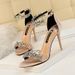 Style Xexy Banquet High-heeled Shoes Women's Shoes Stiletto High-heeled Satin Open-toed Rhinestone Strap Sandals_vogvips.com