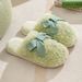 Bowknot Cotton Women, Autumn And Winter, Cute Couple Home Use, Thick Soft Sole Furry Slippers For Men_vogvips.com