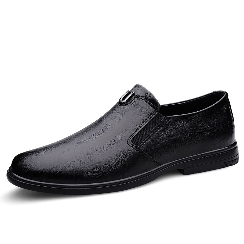 Men's Casual Leather Shoes Doudou Shoes Round Head Small Leather Shoes_vogvips.com