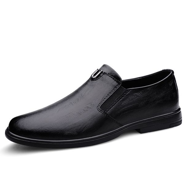 Men's Casual Leather Shoes Doudou Shoes Round Head Small Leather Shoes_vogvips.com
