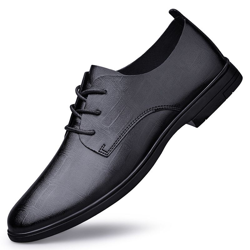 Leather Dress Leather Shoes Office Workers Casual Leather Men's Shoes Lace-up Loafers Men's Shoes_vogvips.com