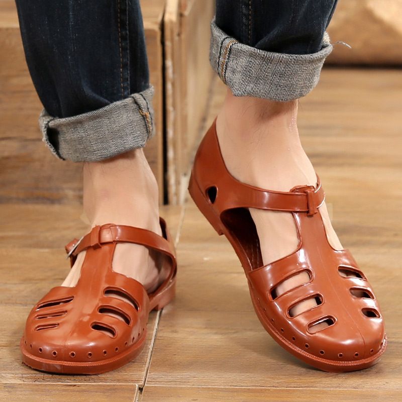 Summer Transparent Crystal Men's Shoes, Fashionable Old-fashioned, Outdoor Wear, Driver's Shoes, Non-slip Casual Daily Versatile_vogvips.com