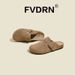 Women's Exclusive Genuine Leather Flat Slippers Brown Apricot Gray Beige Spring Autumn Fashion Footwear_vogvips.com