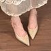 Super Shiny Beaded Pointed Toe High Heels For Women, 2026 Autumn New Fashionable Open-Back Fashion Sandals, Feminine And_vogvips.com