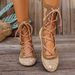 Women's Plus Size Flat Mid Calf Boots Woven Mesh Elegant Commuter Everyday Lace Up Hollowed Out Round Toe Fashionable_vogvips.com