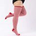 Black White Striped Long Socks Plus Size Elastic Over Knee Thigh High Stockings Autumn Winter Leg Warmers For Oversized_vogvips.com