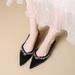Light Mature Style ~ French Rhinestone Pointed Flat For Women Shallow Mouth Invisible Height Increase Boat Shoes Slip-On_vogvips.com