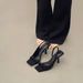 French Style High-End Feel! Women's Comfortable Work Sandals With Dress, Thin Heel, Back Strap, Black High Heels,_vogvips.com