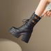 12cm Ultra High Thick Sole Genuine Leather Mid-Calf Autumn Winter Short For Petite Women, Height Increasing Trendy_vogvips.com