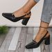 Women's plus Size Square Toe Elegant Closed Toe Sandals Chunky Heel Sexy Leather Buckle High Heels for Summer_vogvips.com
