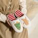 Halluci Christmas Series Gingerbread Man Indoor Cotton Non-Slip Rubber Sole Slippers For Women Cartoon Home Use_vogvips.com