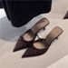 Women's Closed-Toe Block Heel Sandals - Chic Pointed-Toe Mule Slides For Fall Stiletto Heel, Closed Toe High Heels, No Exposing Toes_vogvips.com