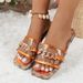 New Square Head Thick-soled Metal Buttons Outside To Wear A Line Flip-flops Woman_vogvips.com
