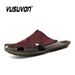 Men Slides Genuine Leather Slippers Loafers Casual Flats Keep Toe Beach Sandals Home Mules Black Shoes Soft_vogvips.com
