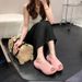 Summer New Women's Platform High-heeled Mesh Hollow Beach Shoes One-word Slippers_vogvips.com
