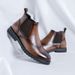 Chelsea Boots Men's Smoke Boots Business Style Martin Boots Platform Height Boots Brock Engraved Leather Shoes_vogvips.com