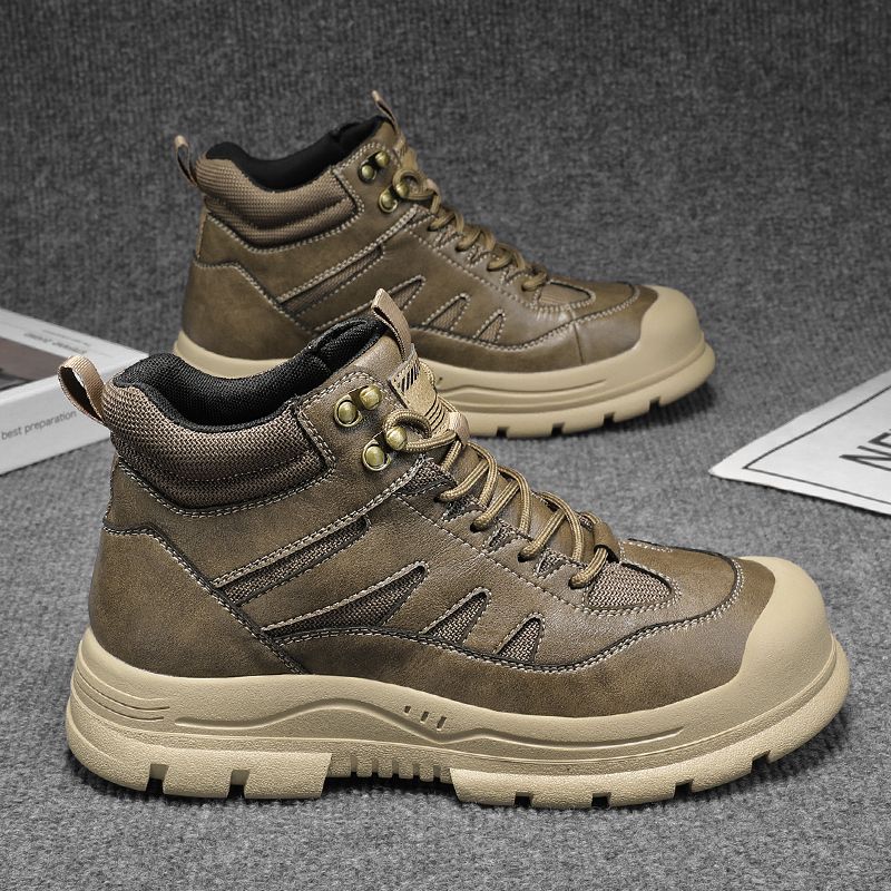 New Leather Spring Men's Shoes High-top Men's Heightening Tooling Martin Boots_vogvips.com