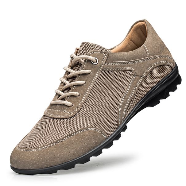 Men's Casual Shoes Mesh Lace-up Outdoor Casual Work Men's Shoes Round Head Shallow Mouth Work Shoes_vogvips.com