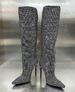 Women's Shoes Starry Rhinestone Pointed Toe Stiletto Super High Heel Knee High Boots Large Size Catwalk Women's Boots_vogvips.com