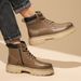 Men's Classic Leather Work Boots - Comfortable Mid-Calf Martin Boots With Cushioned Sole For Casual & Outdoor Wear (Yellow Brown, Khaki)_vogvips.com