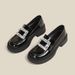 Rhinestone Square Buckle Loafers, Korean Version Of College Small Leather Shoes, Student Casual Women's Shoes, Single Shoes_vogvips.com