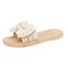 Women's Floral Suede PU Sandals Brown Summer Style Bow Tie Fashionable Outdoor Flat Soft Rubber Sole Indoor_vogvips.com